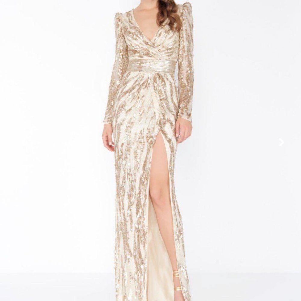 Mac Duggal Gold Sequin Gown